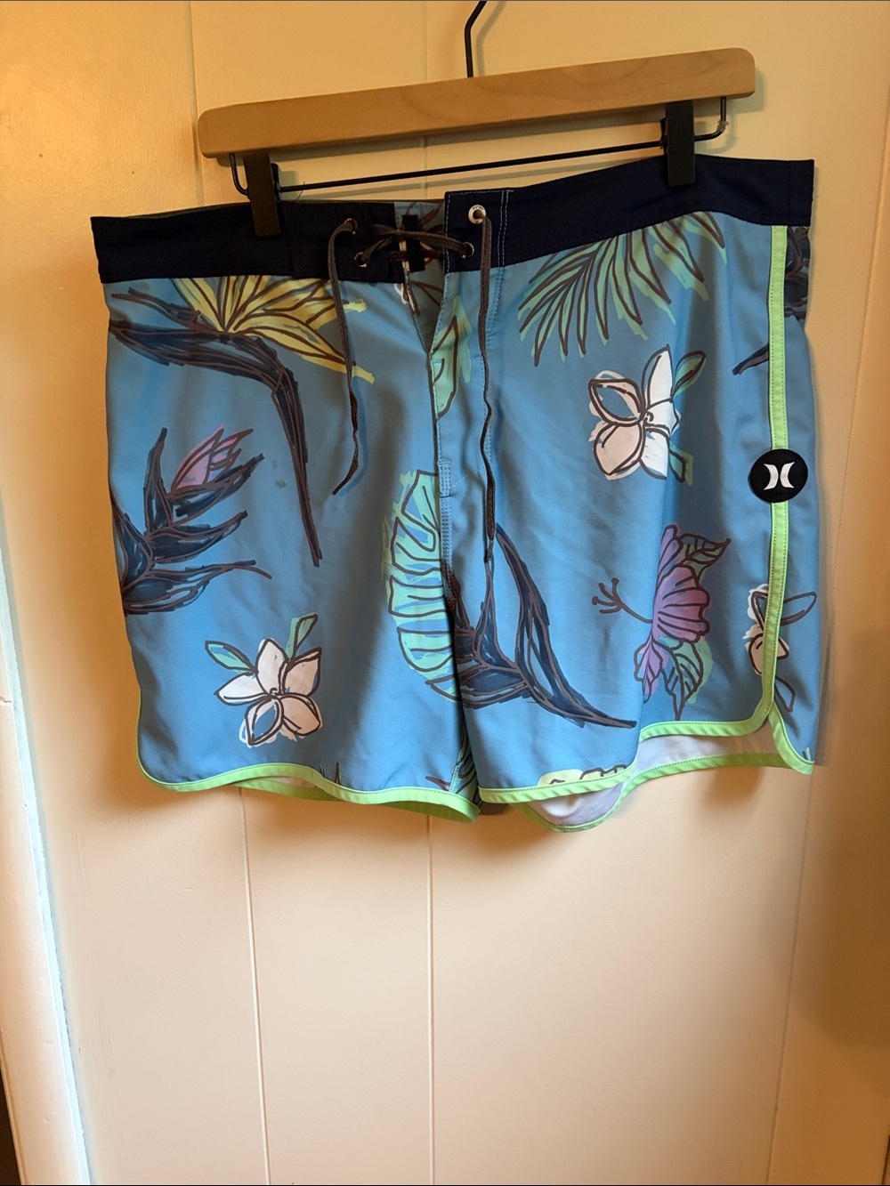 Hurley Blue Floral Tropical Swim Trunks